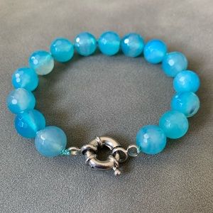 Glass Bead Bracelet with Silver Clasp